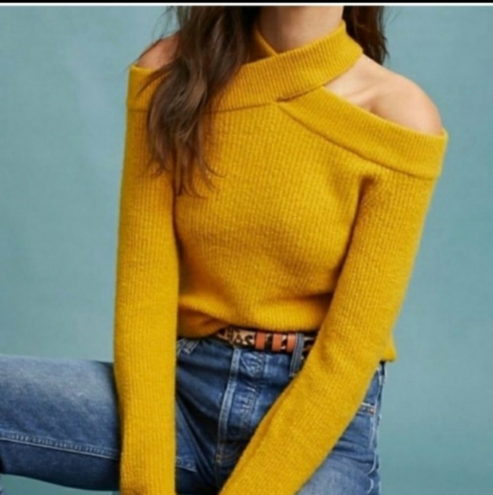 Moth by Anthropologie brand new cold shoulder cross cross sweater XL